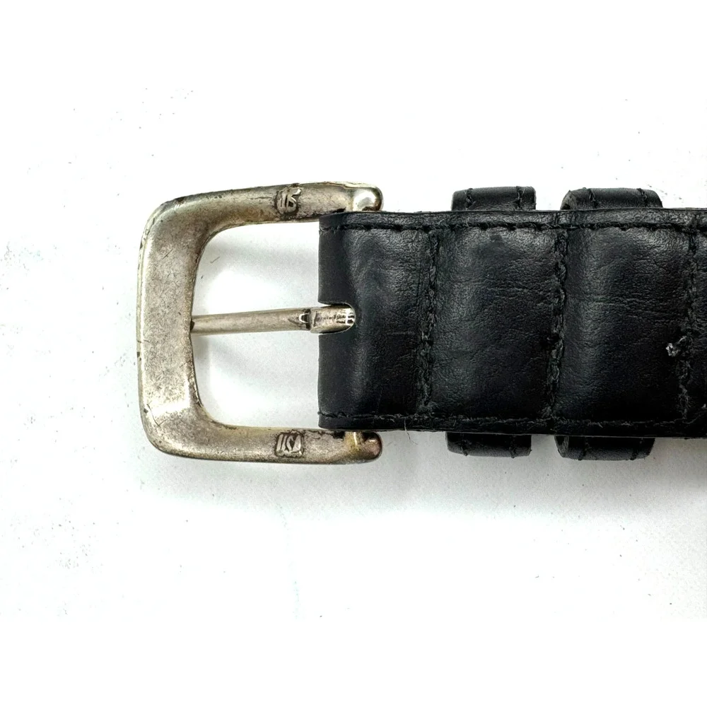 H.S. Trask Men's Authentic American Bison Black Leather Belt Size 36 USA Made